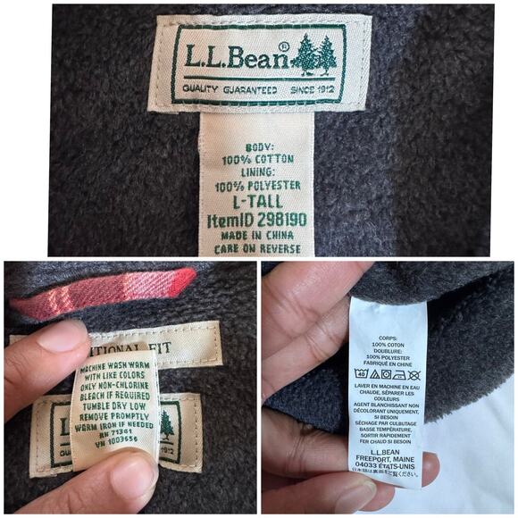 LL Bean Red Fleece Lined Cotton Flannel Button-Up Shirt Men’s Size L USED - Picture 8 of 8